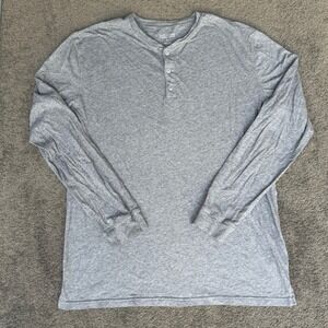 Slate & Stone Mens XL Supima‎ Cotton Henley Long Sleeve Shirt Heather Grey 3624